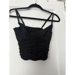 Gilly Hicks Black Ruched Corset Top Crop Bustier Size S Small
